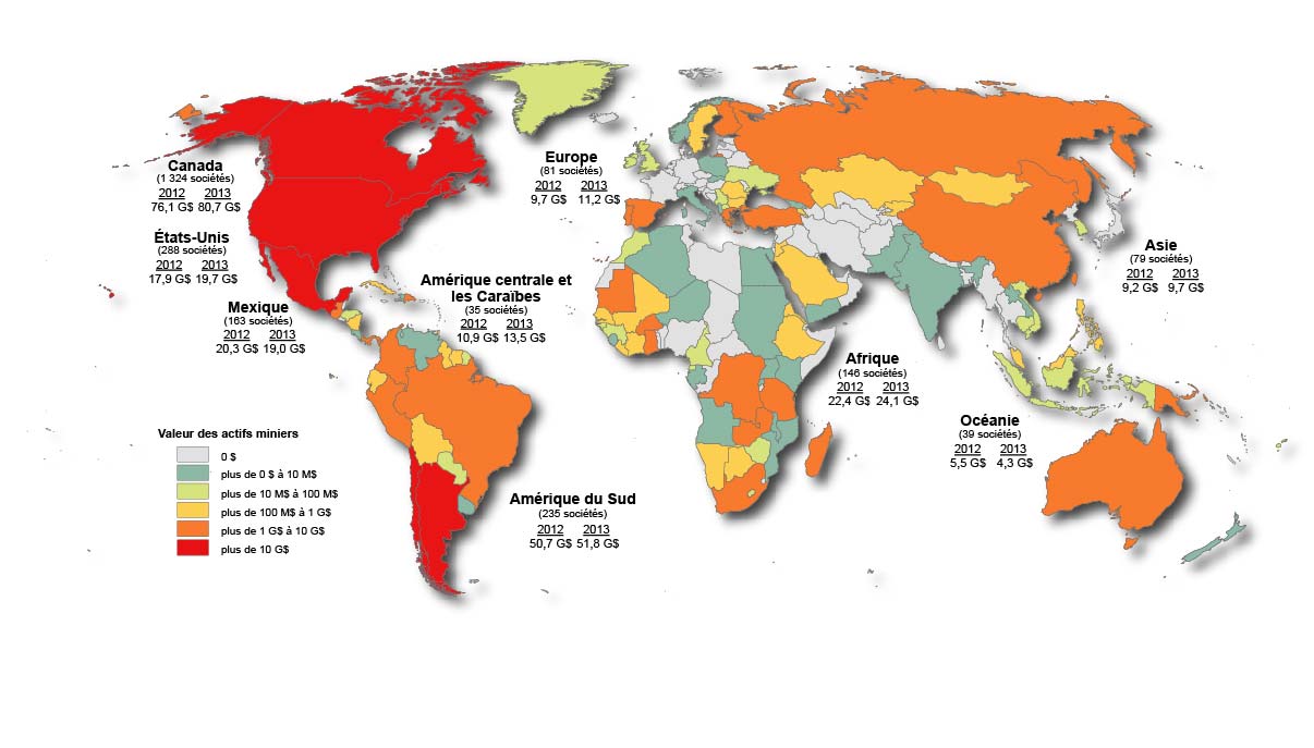 Les gisements d'amiante dans le monde