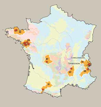 Localisation des anciens sites de production